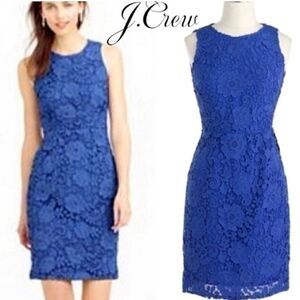 J CREW Floral Lace Sheath Dress Blue Sz 2